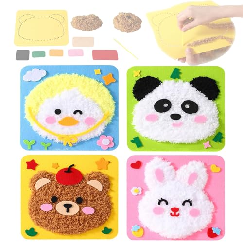 Tencipeda DIY Embroidery Doll Set, DIY Cartoon Animal Sewing Craft Kit, Embroidery Animal Craft Kit (A) von Tencipeda