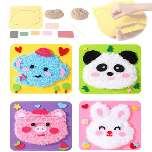 Tencipeda DIY Embroidery Doll Set, DIY Cartoon Animal Sewing Craft Kit, Embroidery Animal Craft Kit (B) von Tencipeda