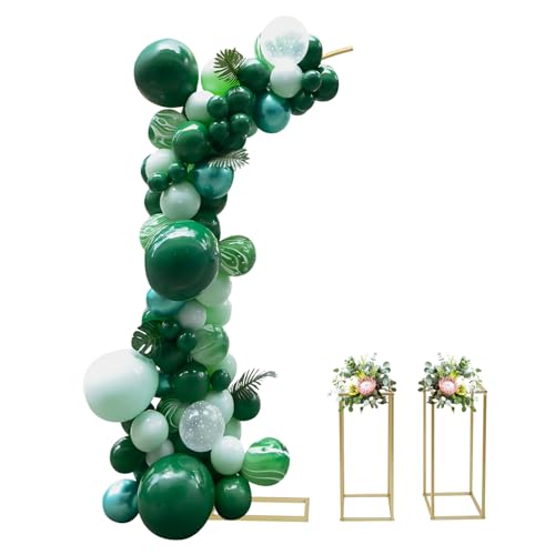 Metall Hochzeitsbogen Hintergrund Ständer, Halbe Bogen Ballon Stand und 2 Rechtecke Blumen Gestell Luftballon Rosenbogen Rahmen Set für Hochzeit, Party, Events Dekoration (Golden, 24 * 24 * 60cm) von Tenddya