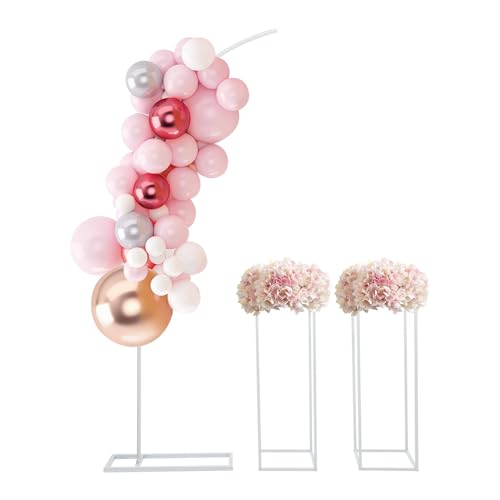 Metall Hochzeitsbogen Hintergrund Ständer, Halbe Bogen Ballon Stand und 2 Rechtecke Blumen Gestell Luftballon Rosenbogen Rahmen Set für Hochzeit, Party, Events Dekoration (Weiß, 27 * 27 * 80cm) von Tenddya