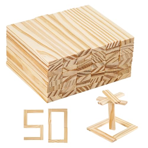 50 Stück bastelholz klötzchen Holzbausteine bastelklötzchen Hölzchen holzklötze Holzbausteine Holzstäbchen zum Basteln Holzleiste holzklötze basteln Holz für Heimwerkerprojekte，Deko,Bau，Vertäfelung von Tenflyer