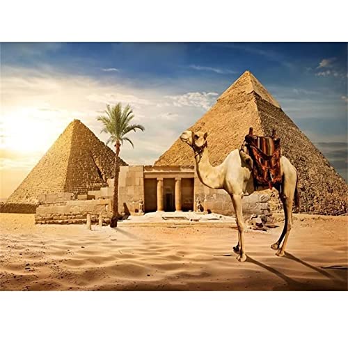 5D DIY Diamond Painting Bilder Full Drill,Pyramiden Ägypten Diamant Malen nach Zahlen Set für Erwachsene Kinder Strasssteine Kristallartiges Kreuzstichset Full für Home Wall Décor Square Drill,40x50cm von TengYuer