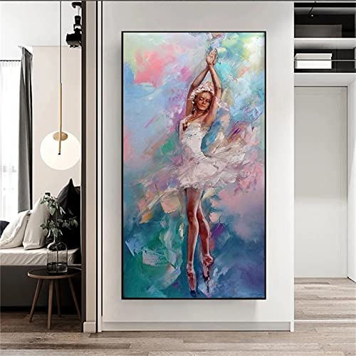 DIY Diamand Painting Abstrakte tanzende Ballerina,40x80cm Diamond Painting Set,Erwachsene Voller Runder Bohrer 5D Strass Stickerei Kreuzstich Diamant Malerei für Wohnzimmer Schlafzimmer Wand Dekor von TengYuer