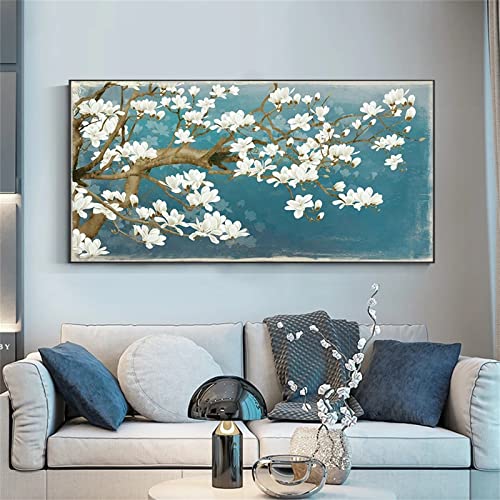 DIY Diamand Painting Abstrakte weiße Blume,50x100cm Diamond Painting Set,Erwachsene Voller Runder Bohrer 5D Strass Stickerei Kreuzstich Diamant Malerei für Wohnzimmer Schlafzimmer Wand Dekoration von TengYuer