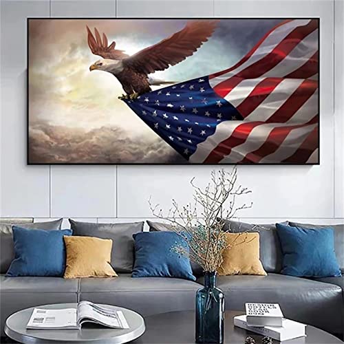 DIY Diamand Painting Amerikanische Flagge Adler,40x80cm Diamond Painting Set,Erwachsene Voller Vierkant-Bohrer 5D Strass Stickerei Kreuzstich Diamant Malerei für Wohnzimmer Schlafzimmer Wand Dekor von TengYuer