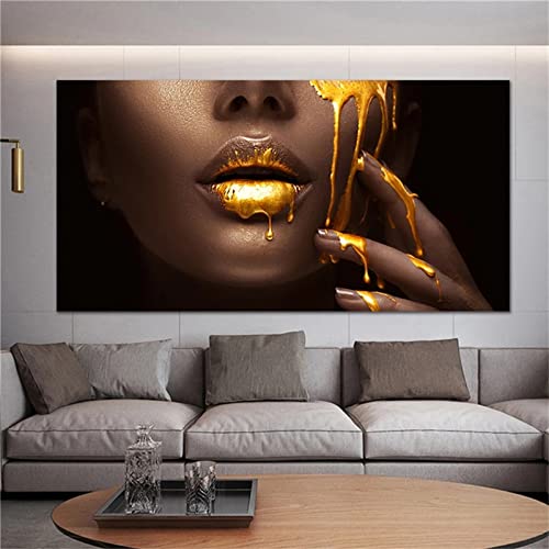 DIY Diamand Painting Gold Afrika Frau,40x80cm Diamond Painting Set,Erwachsene Voller Runder Bohrer 5D Crystal Strass Stickerei Kreuzstich Diamant Malerei für Wohnzimmer Schlafzimmer Wand Dekoration von TengYuer