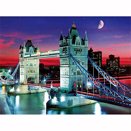 Schöne Londoner Brücke DIY Diamond Painting, 5D Diamant Paint Kits Kristallartiges Kreuzstichset Diamant Malen nach Zahlen für Erwachsene Kinder für Schlafzimmer Wand Dekoration Square Drill,30x40cm von TengYuer