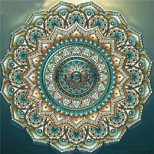 TengYuer Diamond Painting Erwachsene 5D DIY Diamond Painting Kits Full Drill Diamond Painting 60x60cm Cross Embroidery Painting Kits for Home Wall Decorations (Grünes Braunes Mandala) von TengYuer