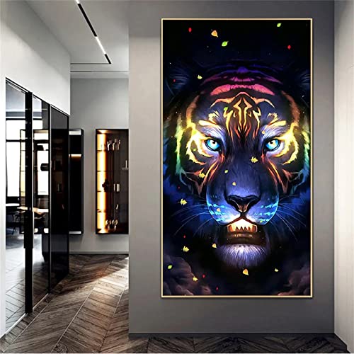 TengYuer Diamond Painting Kits,Bunter Tiger 5D Diamant Painting Bilder,DIY Groß Diamant Malerei Erwachsene Strass Stickerei Kreuzstich Mosaik Bilder für Home Wall Décor Geschenk 60x120cm von TengYuer