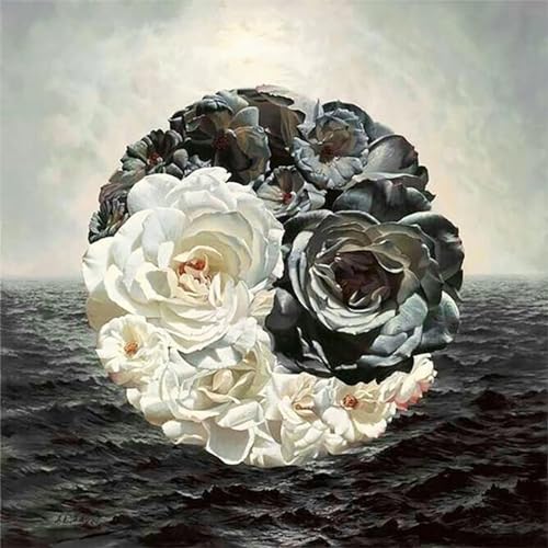 TengYuer Diamond Painting Set for Adults DIY 5D Diamond Painting Yin Yang Blumen Crystal Rhinestone Embroidery Painting Painting by Numbers Diamond Beginners Home Wall Decor 30x30cm von TengYuer