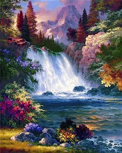 Wasserfall-Szenerie DIY Diamond Painting, 5D Diamant Paint Kits Kristallartiges Kreuzstichset Diamant Malen nach Zahlen für Erwachsene Kinder für Schlafzimmer Wand Dekoration Square Drill,80x100cm von TengYuer