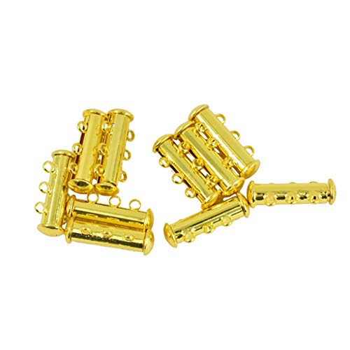 Tenlacum 10 Stück Multi 3 Stränge Schiebeverschluss magnetische Schläuche Messing Verschlüsse Verbinder für Halskette, Armband, Schmuck, DIY Herstellung – 21 x 10 x 6 mm Gold von Tenlacum