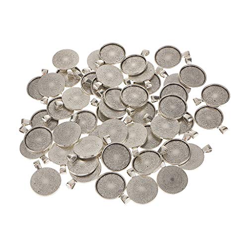 Tenlacum 50pcs Runde Lünette Anhänger Tabletts Cabochon Fassung Anhänger Rohlinge 25 mm silber von Tenlacum