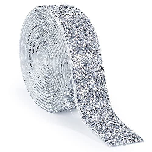 Tenn Well Selbstklebende Strassstreifen, 30 mm Harz-Strassband, Glitzerstreifen, Aufkleber, Strass-Klebeband für Handwerk, Spiegel, Kleiderschrank, Küche, Badezimmer, Dekoration (Silber) von Tenn Well