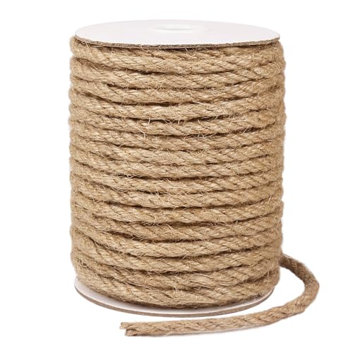 Tenn Well 6mm Juteseil, 20M Dickes Jute-Schnur Garten Kordel für DIY Katzenkratzbaum, Dekoration Gartenarbeit, Bündeln und Basteln (Braun) von Tenn Well