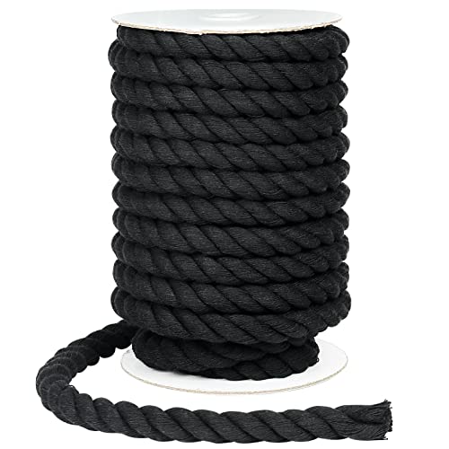 tenn well 12 mm Baumwollseil, 10 m dick, Multifunktionales Bastelseil für Makramee-Stricken, Wandbehänge, DIY Handwerk und Dekoration (Schwarz) von Tenn Well