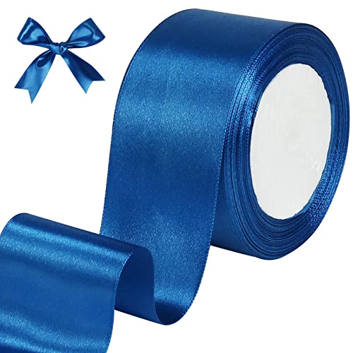 tenn well Blaues Satinband, 50 mm x 22 m, doppelseitiges Satinband für Geschenkverpackungen, Weihnachten, Hochzeit, Party, Zeremonie, Basteln, Dekorationen von Tenn Well