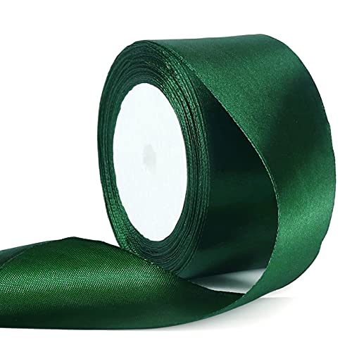 tenn well Geschenkband Grün 50mm, 22M Satinband Breit Geschenkband Schleifenband für Geschenkverpackung Brautstrauß Basteln Geburtstag Hochzeit Dekoration von Tenn Well