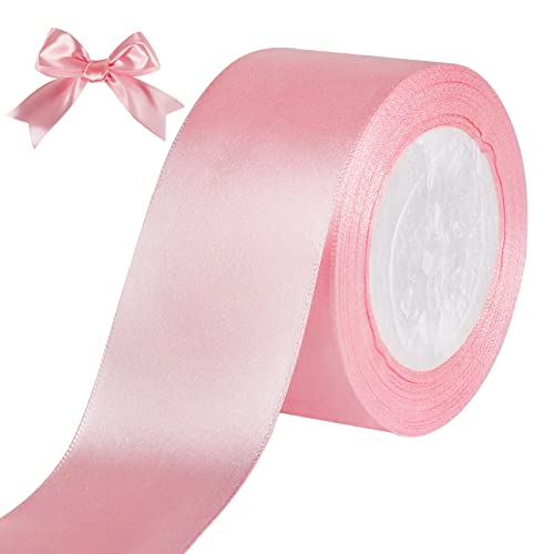 tenn well Geschenkband Rosa 50mm, 22M Satinband Breit Geschenkband Schleifenband für Geschenkverpackung Brautstrauß Basteln Geburtstag Hochzeit Dekoration von Tenn Well