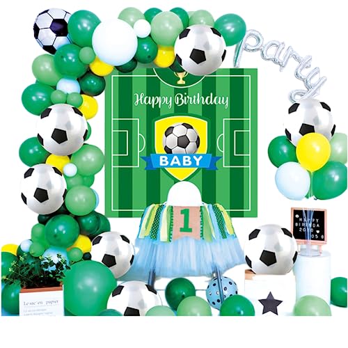 Fußball Geburtstags Dekorationen,59 pcs Geburtstag Fußball Dekorationen,Fußball-Ballon-Dekoration,Happy Birthday Banner,für Junge Kinder Fußballfan Geburtstag von Teogneot