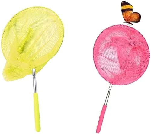 Teogneot 2 Packs Kinder Fischernetz,Schmetterlingsnetz Ausziehbare Schmetterling Bug Garten Insekt Vogel Net Kids Catcher von Teogneot