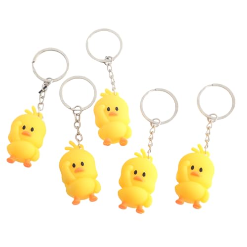 Teogneot 5 Stück Kunststoff Ente Schlüsselanhänger , Süße 3D Ente Ketten Mini Ducky Anhänger Zubehör Geschenk Party Gefälligkeiten von Teogneot