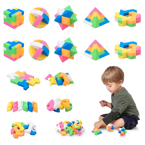 Radiergummi Puzzle, 15 Stück Radiergummi Kinder Mitgebsel, Würfelpuzzle Eraser, lustige Radiergummis für Kinder, geeignet als Tombola Preise, kleine Geschenke für Schüler, Mitgebsel Kindergeburtstag von Teokantz