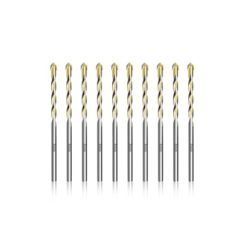 Teronbeta Fliesenbohrer 4mm x 10pcs Glasbohrer Keramikbohrer mit Hartmetall Spitze für Fliesen, Keramik, Mauerwerk, Glas, Porzellan, Wandfliesen, Dachziegel von Teronbeta