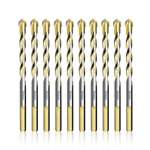 Teronbeta Fliesenbohrer 8mm x 10pcs Glasbohrer Keramikbohrer mit Hartmetall Spitze für Fliesen, Keramik, Mauerwerk, Glas, Porzellan, Wandfliesen, Dachziegel von Teronbeta