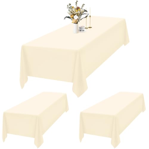 2er-Set Beige Tischdecken Rechteck 153 x 260 cm, wasserdichte Polyester Beige Tischdecken für 6ft Tisch, Waschbar Rechteckige Tischdecke für Party Hochzeit Buffet Camping Restaurant(60x102in) von Teruntrue