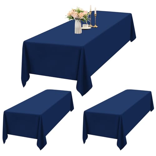 2er-Set Blau Tischdecken Rechteck 153 x 260 cm, wasserdichte Polyester Blau Tischdecken für 6ft Tisch, Waschbar Rechteckige Tischdecke für Party Hochzeit Buffet Camping Restaurant(60x102in) von Teruntrue