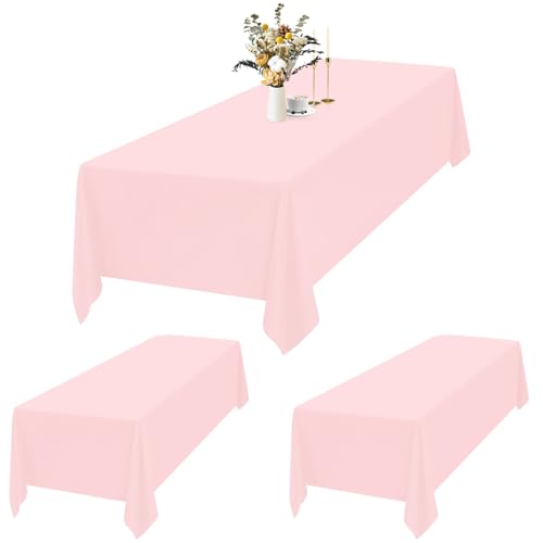 2er-Set Rosa Tischdecken Rechteck 153 x 260 cm, wasserdichte Polyester Rosa Tischdecken für 6ft Tisch, Waschbar Rechteckige Tischdecke für Party Hochzeit Buffet Camping Restaurant(60x102in) von Teruntrue