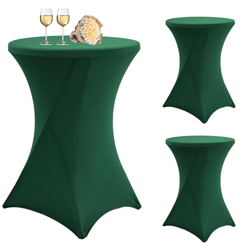 3 Stück Grün Stehtisch Hussen Stehtische, Stehtischhusse für Ø 80-85 cm Stehtische und Bistrotische, Stretch-Tischdecke mit Fußtaschen für Hochzeit Geburtstagsfeier Bankett(80 cm,Grün) von Teruntrue