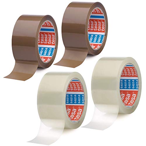 2 Rollen BRAUN + 2 Rollen TRANSPARENT Tesa Klebeband - leise abrollend - 50mm breit - 66 m lang von Tesa