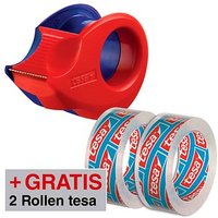 AKTION: tesa Klebefilmabroller Mini-Abroller rot/blau + GRATIS 2 Rollen tesafilm Kristall-Klar, 10,0 m x 15,0 mm (LxB) von Tesa