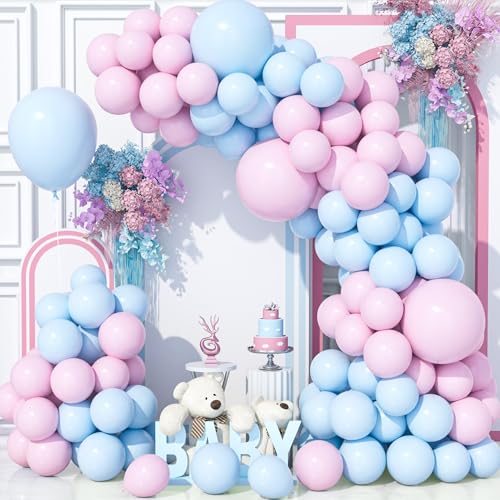 Teselife 147Pcs Blau Rosa Luftballons Bogen Kit, Gender Reveal Pastell Rosa Blau Party Ballons Girlande Kit für Geburtstag Baby Shower Hochzeit Jahrestag Karneval Party Dekorationen Zubehör von Teselife