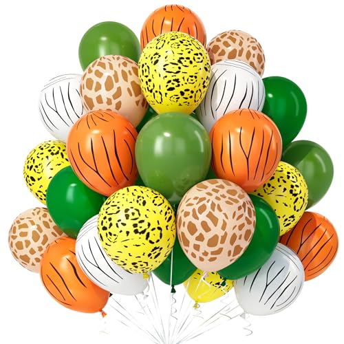 Teselife Dschungel Luftballons, 30Stück 12 Zoll Salbeigrün Dunkelgrün Leopardenmuster Zebradruck Hirschmuster Tigerstreifen Ballons Junge Kinder Geburtstag Hochzeit Verlobung Safari Tier Party von Teselife