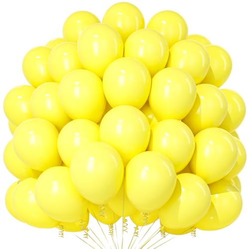 Teselife Gelbe Luftballons, 100 Stück 12 Zoll Matt Gelbe Luftballons, Gelbe Latex Party Luftballons Für Frauen Mädchen Geburtstag Verlobung Jahrestag Sonnenblume Honigbiene Popcorn Zitrone Party Deko von Teselife