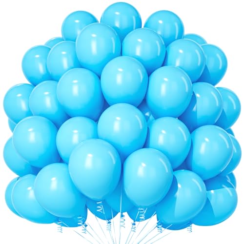 Teselife Himmel Blaue Luftballons, 100 Stück 12 Zoll Matte Himmel Blaue Luftballons, Blaue Party Ballon Für Männer Jungen Geburtstag Babyparty Jahrestag Hochzeit Verlobung Abschlussfeier Festival Deko von Teselife