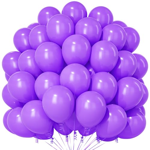 Teselife Lila Luftballons, 100 Stück 12 Zoll Matte Lila Luftballons, Lila Latex Party Ballons Für Männer Jungen Geburtstag Babyparty Jahrestag Hochzeit Verlobung Abschlussfeier Festival Party Deko von Teselife