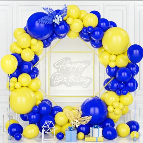 Teselife Luftballons Girlande Blau Gelb, 119 Stück Ballons Gelb und Dunkel Blau Latex Luftballon Junge Männer Kinder Geburtstag Ballon Hochzeit Jubiläum Babyparty Verlobung Bachelor Party Dekoration von Teselife