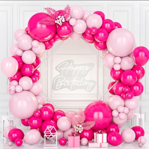 Teselife Luftballons Girlande Rosa, 119 Stück Ballons Matt Fuchsia Pink Pastell Rosa Latex Luftballon Mädchen Frauen Kinder Geburtstag Ballon Hochzeit Jubiläum Babyparty Verlobung Bachelor Party Deko von Teselife