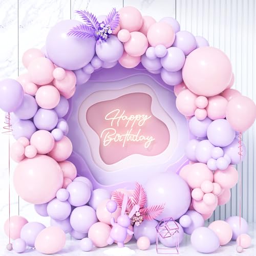 Teselife Luftballons Girlande Rosa Lila, 119 Stück Ballons Pastell Macaron Baby Rosa und Lila Violett Latex Luftballon Mädche Kinder Geburtstag Ballon Hochzeit Jubiläum Babyparty Taufe Party von Teselife