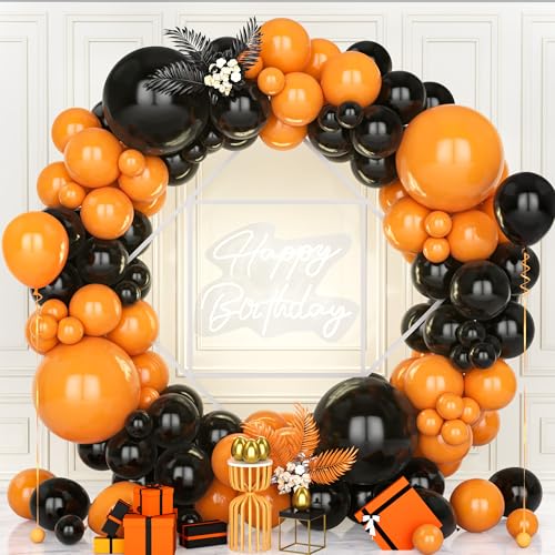 Teselife Luftballons Girlande Schwarz Orange, 119 Stück Ballons Orange und Schwarz Latex Luftballon Junge Männer Geburtstag Hochzeit Jubiläum Verlobung Abschlussfeier Bachelor Party Halloween von Teselife