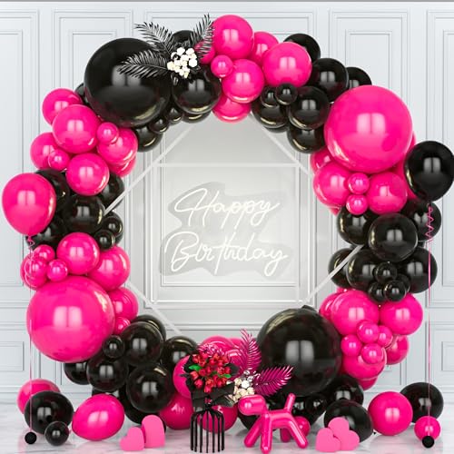 Teselife Luftballons Girlande Schwarz Rosa, 119 Stück Ballons Rosarot Pink und Schwarz Latex Luftballon Junge Männer Kinder Geburtstag Ballon Hochzeit Jubiläum Verlobung Abschlussfeier Bachelor Party von Teselife