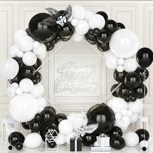 Teselife Luftballons Girlande Schwarz Weiß, 119 Stück Ballons Weiß und Schwarz Latex Luftballon Junge Männer Geburtstag Ballon Hochzeit Jubiläum Babyparty Verlobung Abschlussfeier Bachelor Party Deko von Teselife