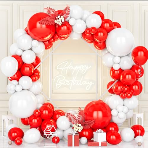 Teselife Luftballons Girlande Weiß Rot, 119 Stück Ballons Rot und Weiß Latex Luftballon Junge Männer Geburtstag Ballon Hochzeit Jubiläum Babyparty Abschlussfeier Verlobung Bachelor Party Dekoration von Teselife