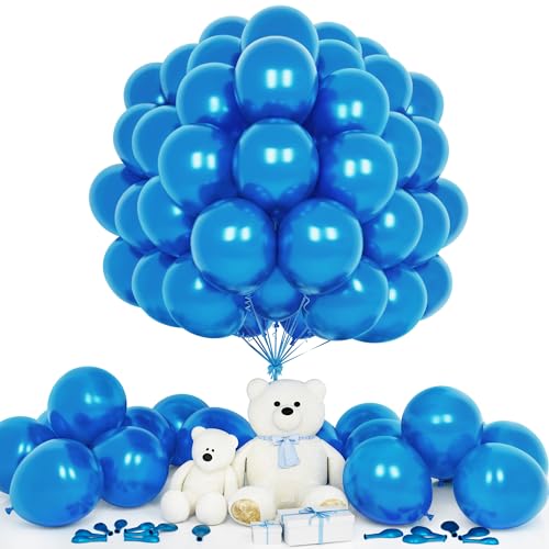 Teselife Luftballons Metallic Blau, 50 Stück 12 Zoll Glänzende Chrom Blau Ballons Girlande Männer Frauen Geburtstag Hochzeit Jahrestag Valentinstag Abschlussfeier Verlobung Bachelor Party Dekorationen von Teselife