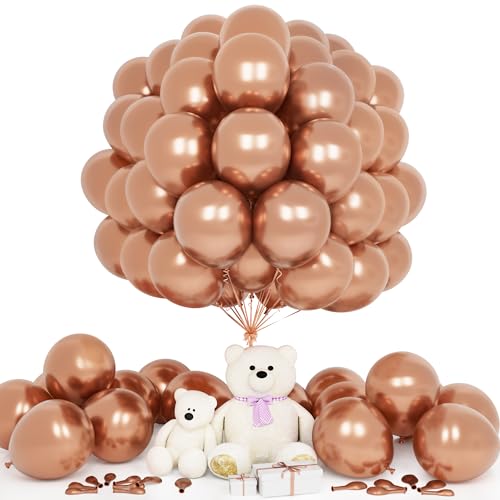 Teselife Luftballons Metallic Rosegold, 50 Stück 12 Zoll Glänzende Chrom Roségold Ballons Girlande Frauen Mädchen Geburtstag Hochzeit Jahrestag Valentinstag Abschlussfeier Verlobung Bachelor von Teselife