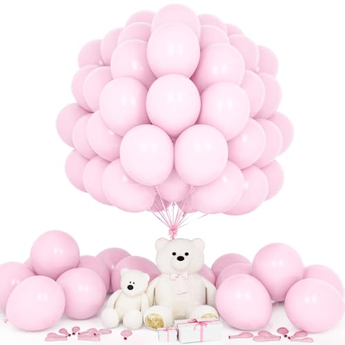 Teselife Luftballons Pastell Rosa, 50 Stück 12 Zoll Macaron Baby Rosa Ballons Girlande Frauen Mädchen Kinder Geburtstag Hochzeit Jahrestag Valentinstag Abschlussfeier Gender Reveal Baby Shower von Teselife